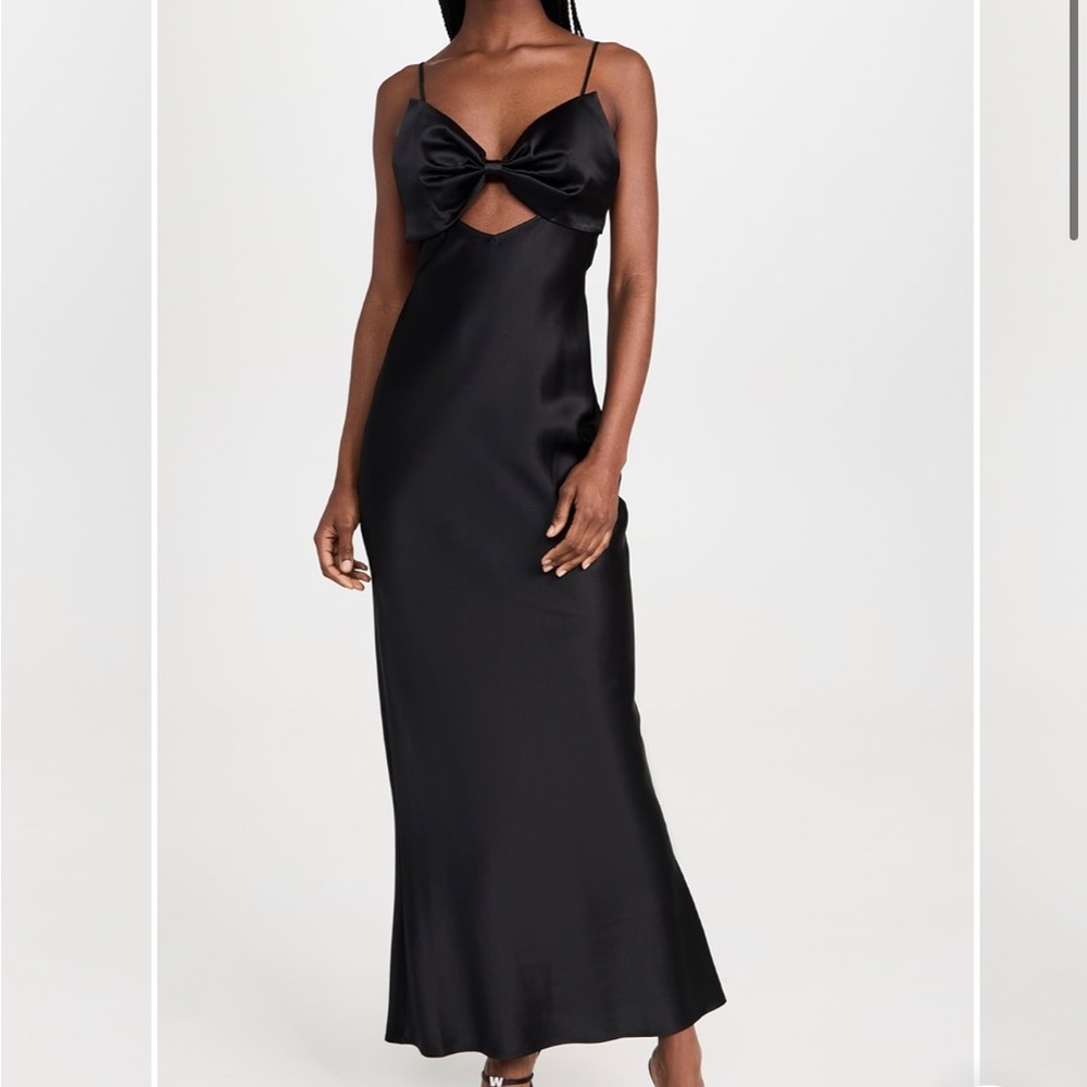 Bow Slip Dress in Black